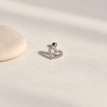 Silver zircon heart piercing stud