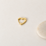 Gold heart-shaped hoop earring, front product view — Toku LONDON