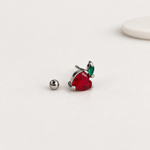 Apple Piercing Stud, 18G, 10mm, Red, Single