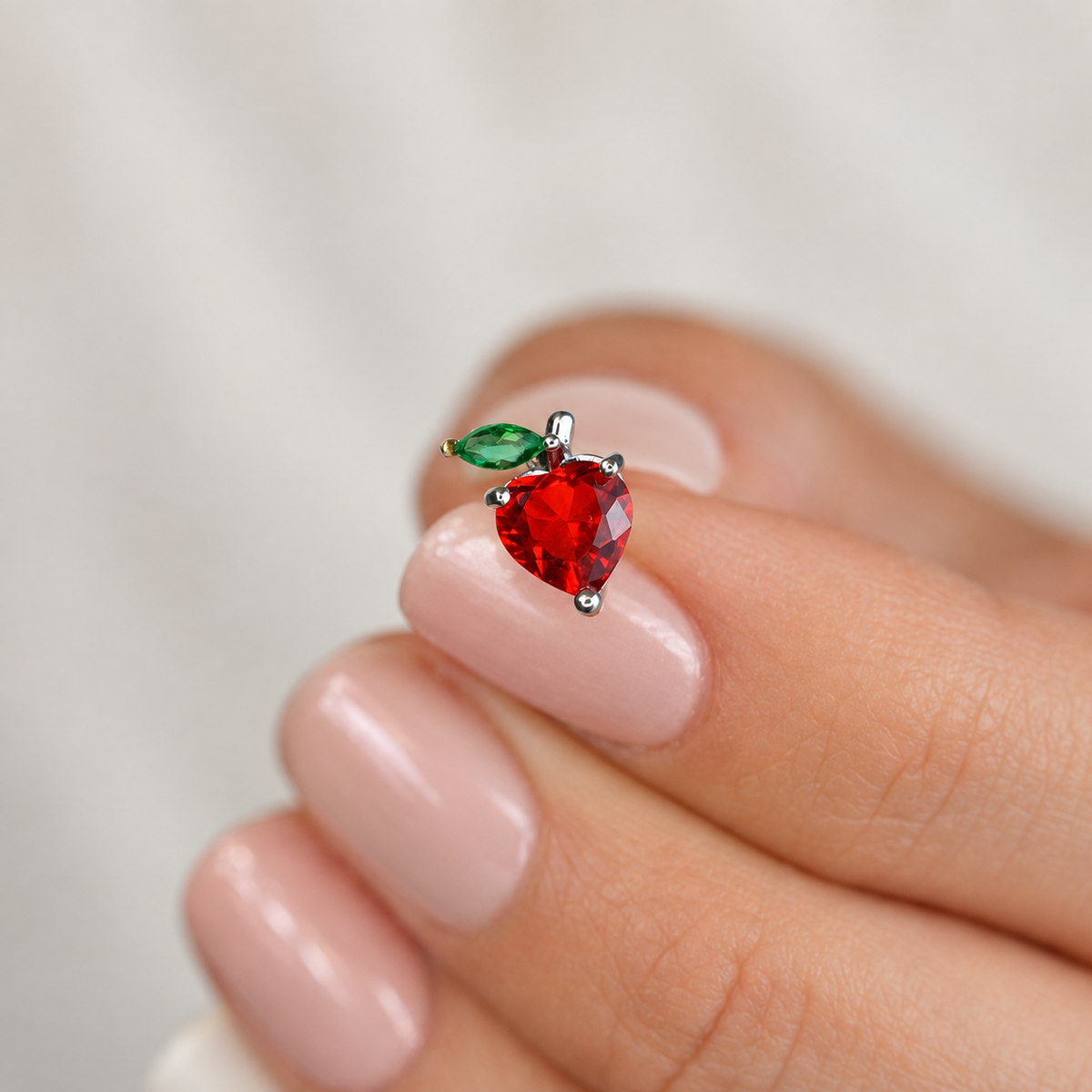 Apple Piercing Stud, 18G, 10mm, Red, Single