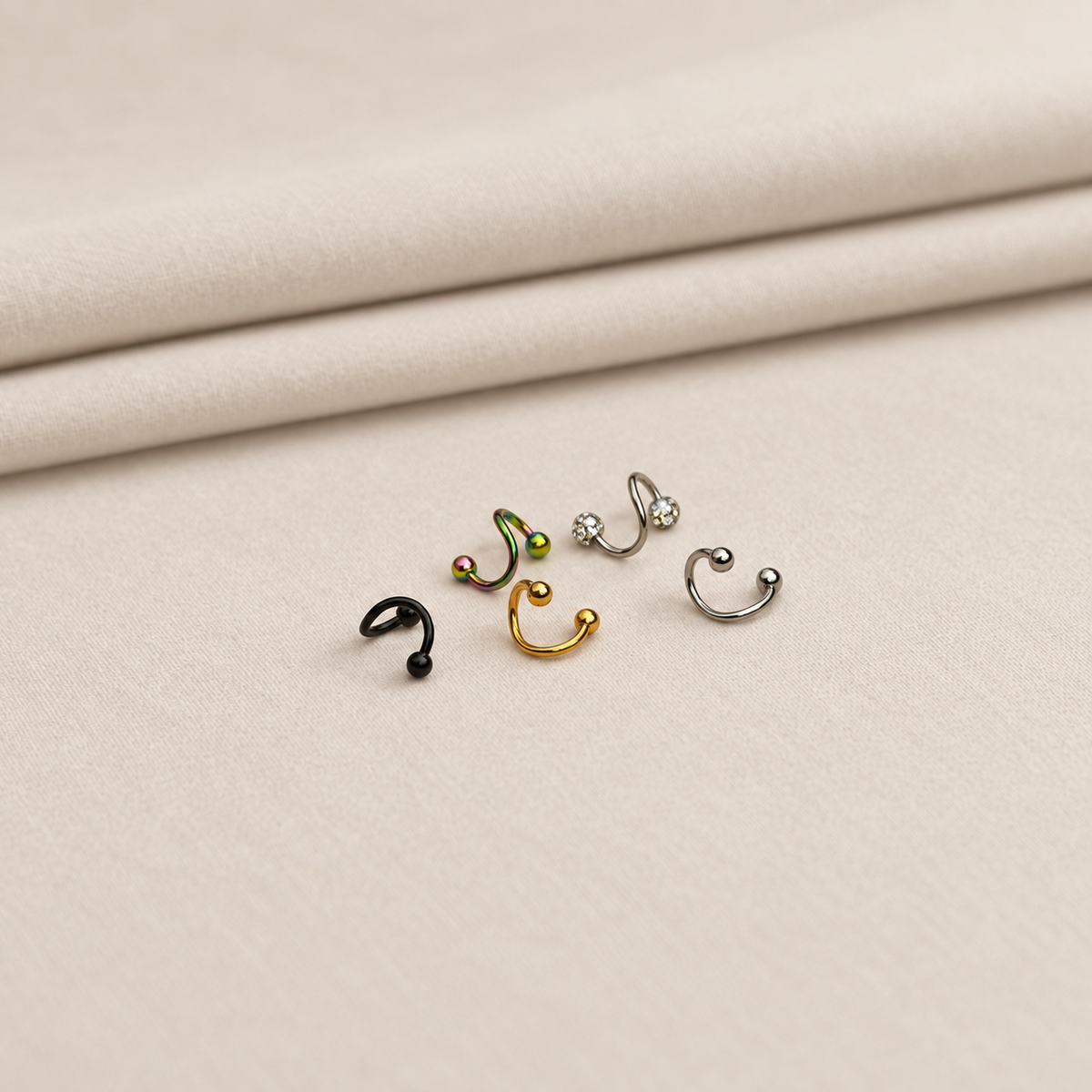 Twisted Spiral Piercing Ring, 16G, 6mm, Multiple Colours, Single - product view