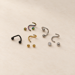 Twisted Spiral Piercing Ring, 16G, 6mm, Multiple Colours, Single - product view