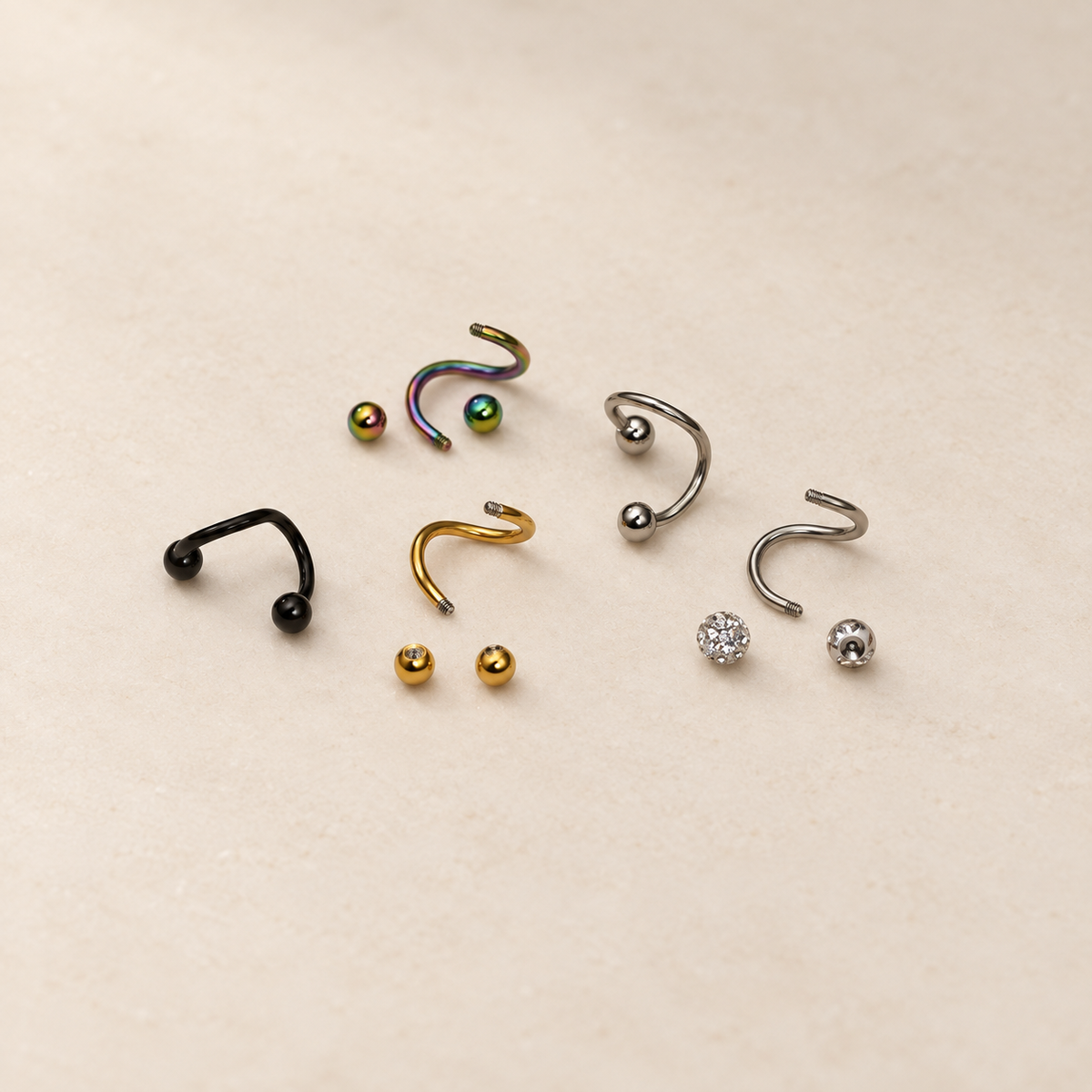 Twisted Spiral Piercing Ring, 16G, 6mm, Multiple Colours, Single - product view