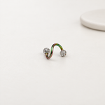 Twisted Spiral Piercing Ring, 16G, 6mm, Multiple Colours, Single - Hologram with Stone variant