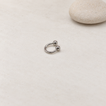 Silver ball-end horseshoe barbell on a neutral background