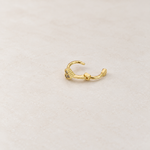 Gold heart hoop earring open clasp detail