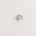 Silver crystal mini heart hoop earring