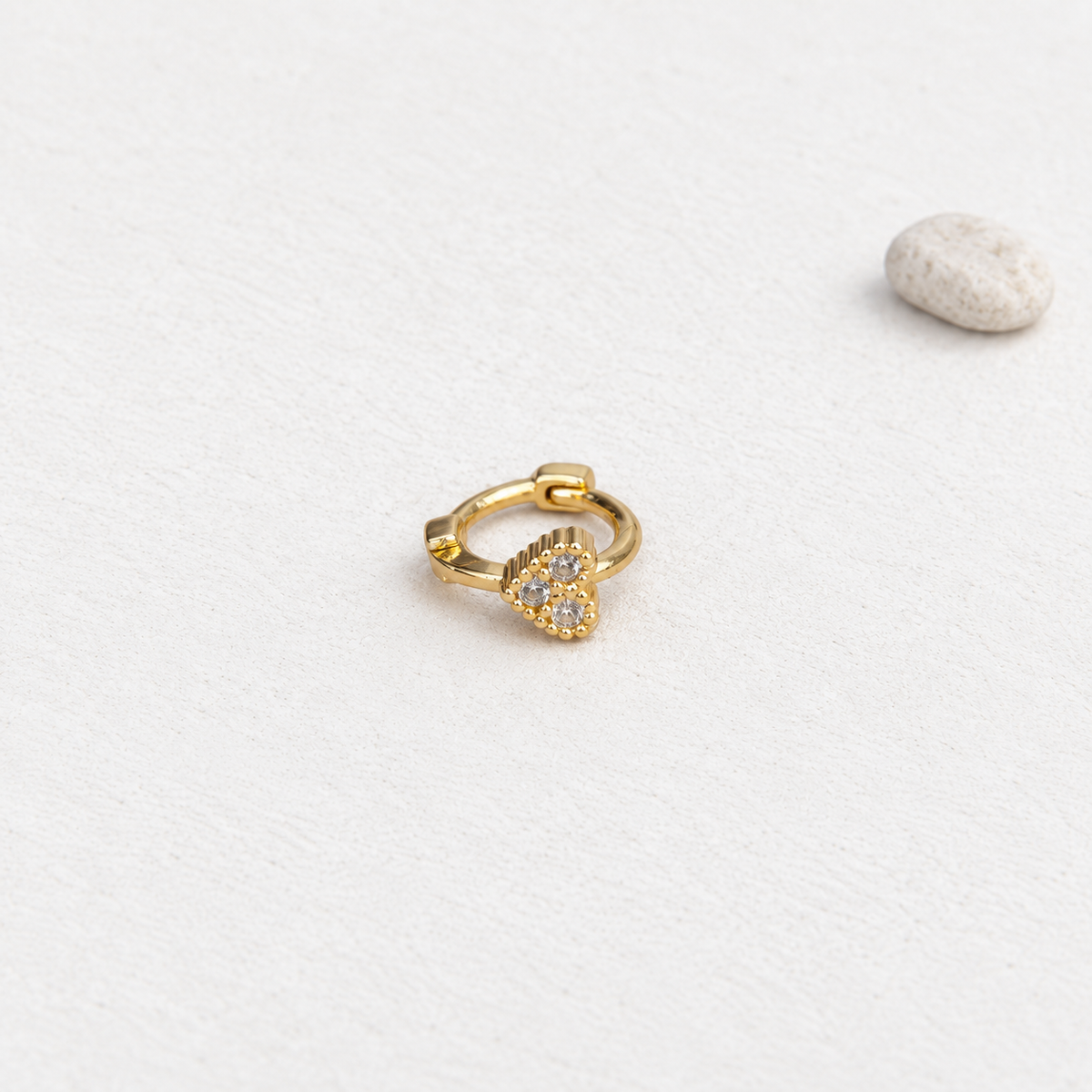 Gold crystal mini heart hoop earring