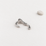 Silver heart hoop earring rear clasp detail