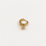 Dangle Star Hoop Ring, 9mm, Gold or Silver, Single
