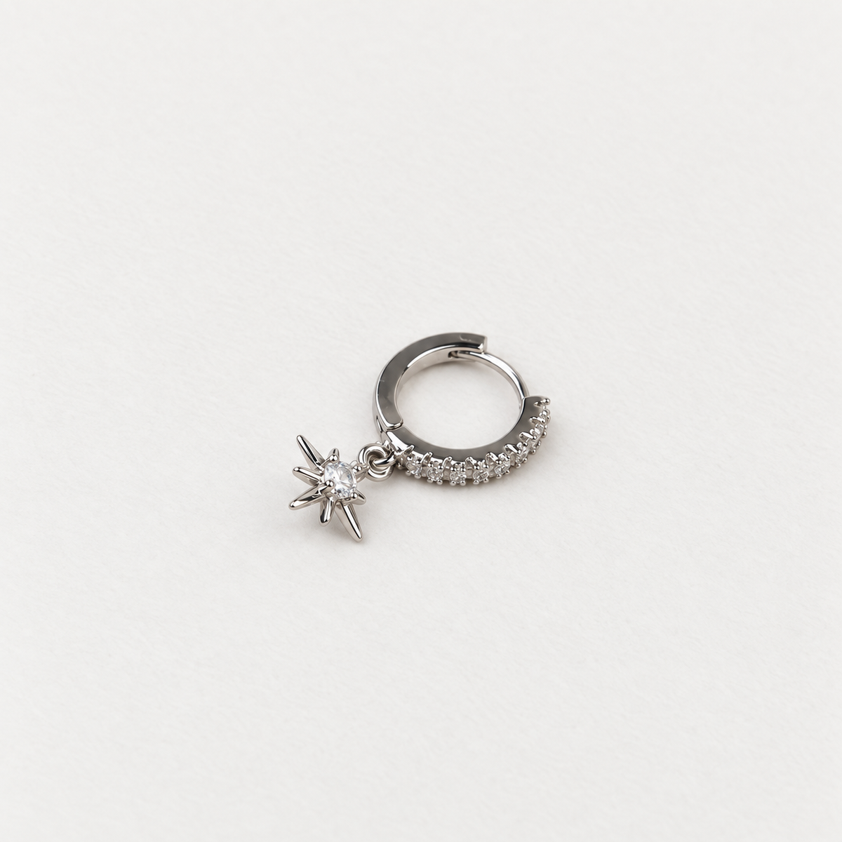 Dangle Star Hoop Ring, 9mm, Gold or Silver, Single