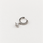 Dangle Star Hoop Ring, 9mm, Gold or Silver, Single