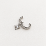 Dangle Star Hoop Ring, 9mm, Gold or Silver, Single