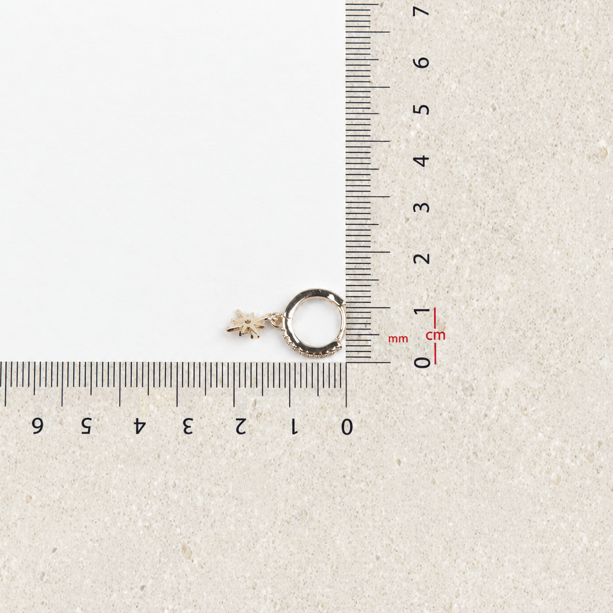 Dangle Star Hoop Ring, 9mm, Gold or Silver, Single