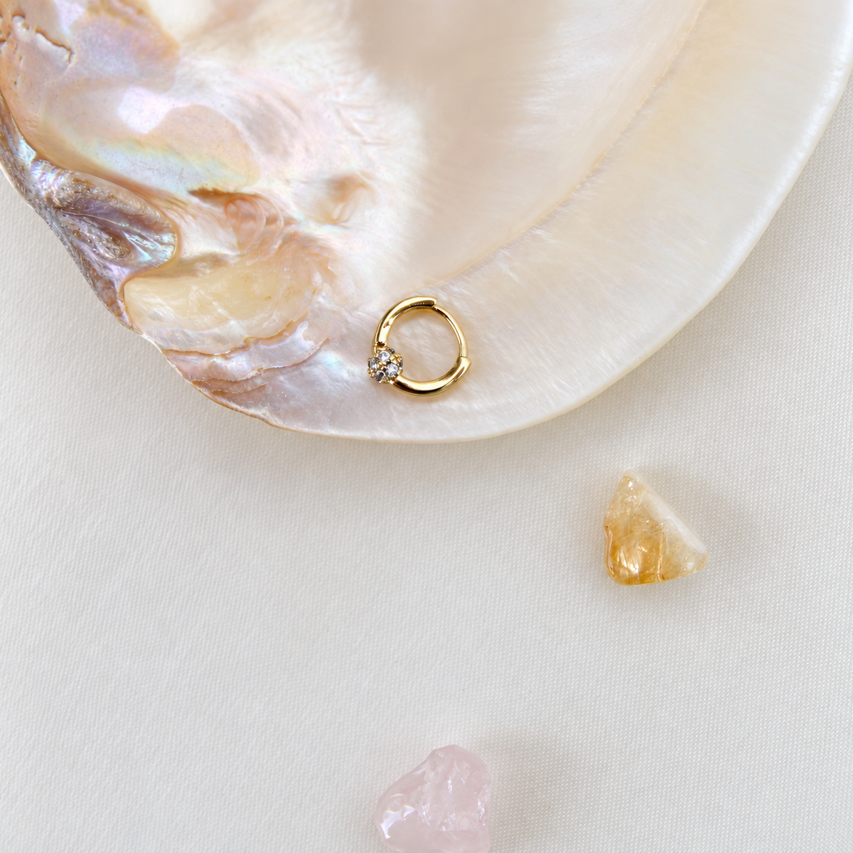 Zircon Hoop Ring, 8mm, Gold or Silver, Single