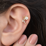 Magnolia Flower Rose Piercing Stud, 18G, 6mm, Gold, Silver or Rose, Single - product view
