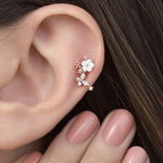 Magnolia Flower Rose Piercing Stud, 18G, 6mm, Gold, Silver or Rose, Single - product view