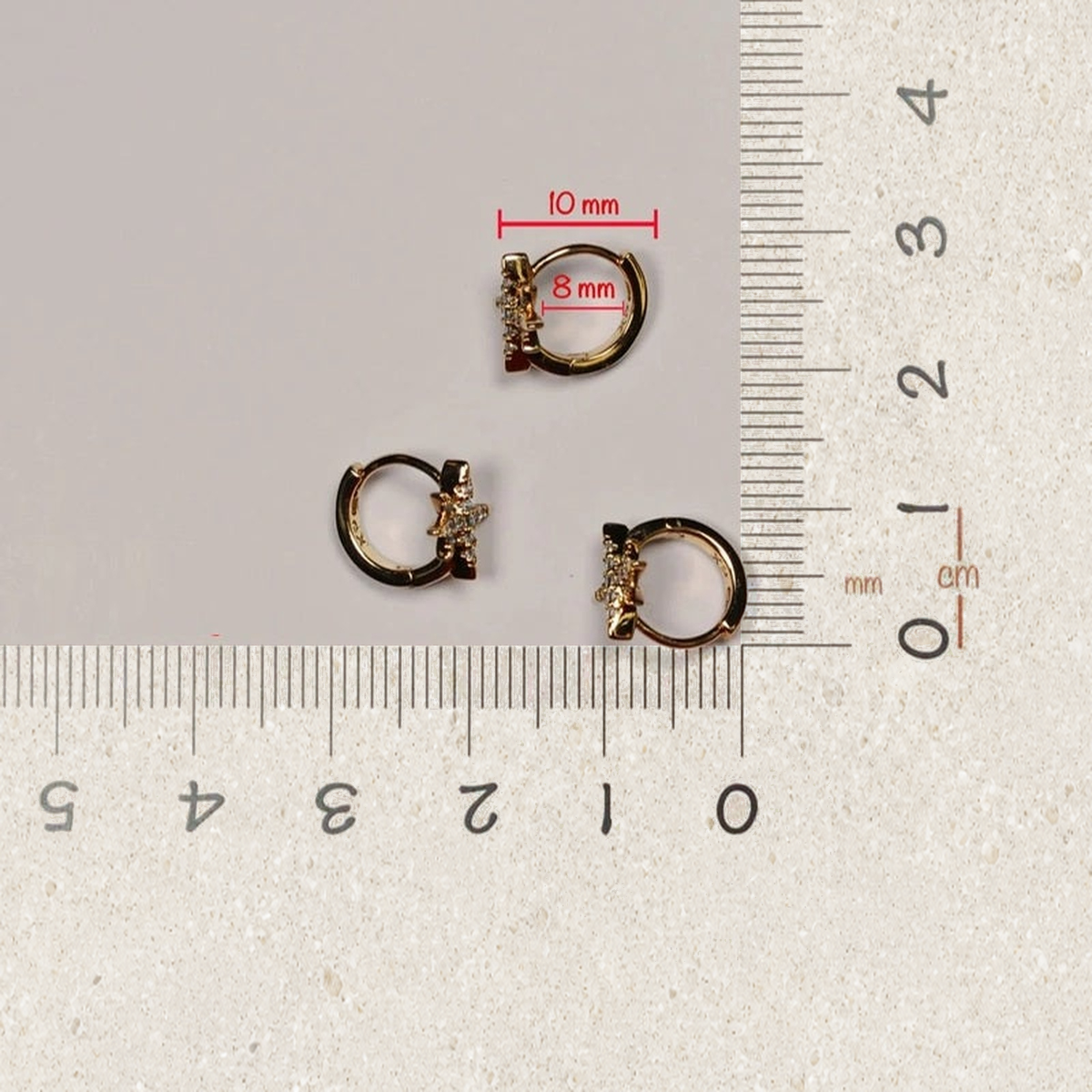 Zircon Star Cartilage Hoop Earring for Helix & Tragus in Gold or Silver, Single