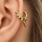 Spiked Zircon Hoop Ring with Drop Spike, 18G, 8mm, Gold or Silver, Single