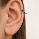 Spiked Zircon Hoop Ring with Drop Spike, 18G, 8mm, Gold or Silver, Single