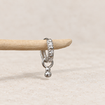 Zircon Ball Dangle Hoop Ring, 18G, 8mm, Gold or Silver, Single