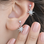 Star Dangle Piercing Stud, 18G, 6mm, Single - silver star dangle ear styling