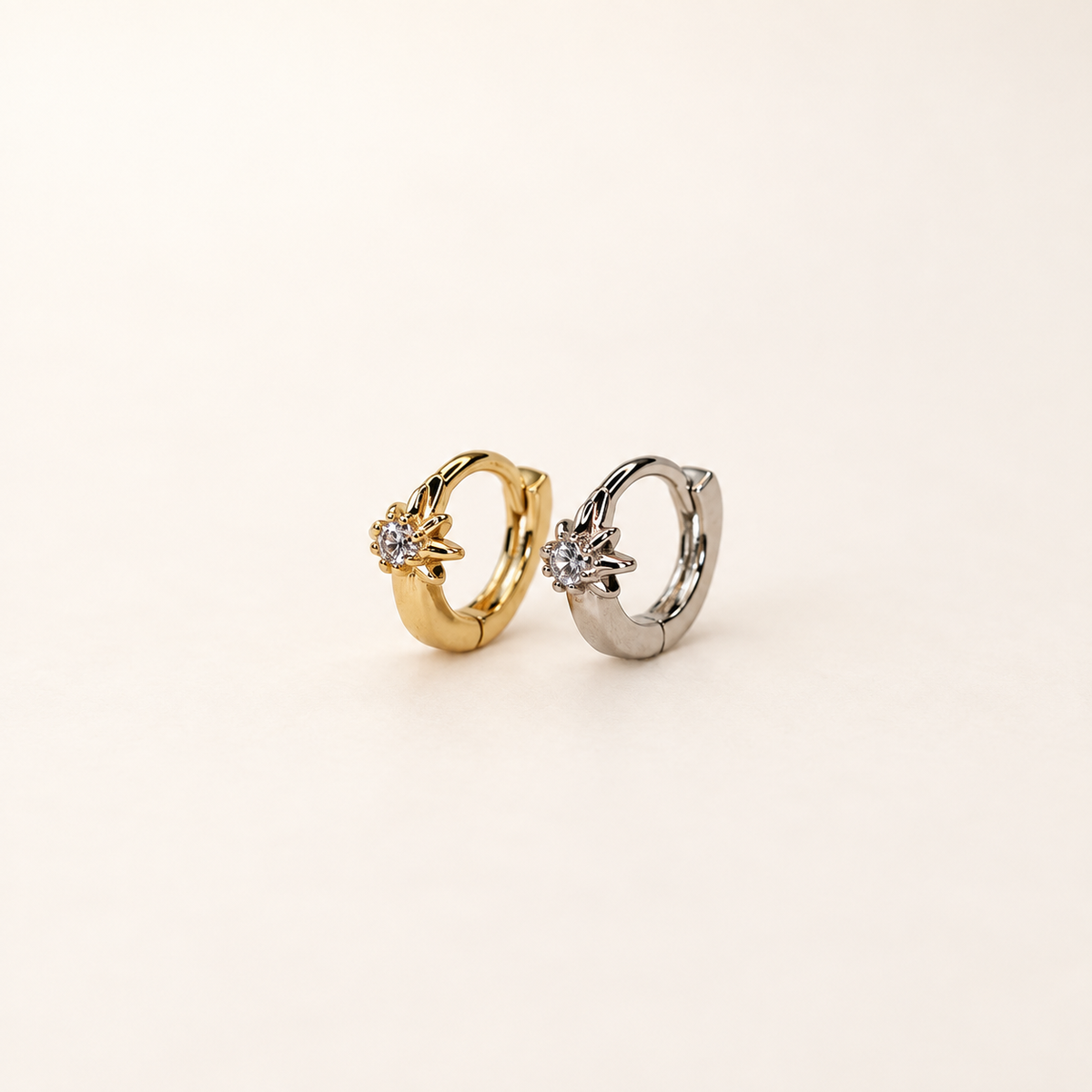 Polar Star Gold or Silver Zircon Star Cartilage Earring for Helix & Tragus, Pair