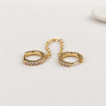 Gold double hoop ear chain earring