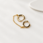 Double Hoop Ear Chain Earring for Helix & Lobe, Gold or Silver, Single