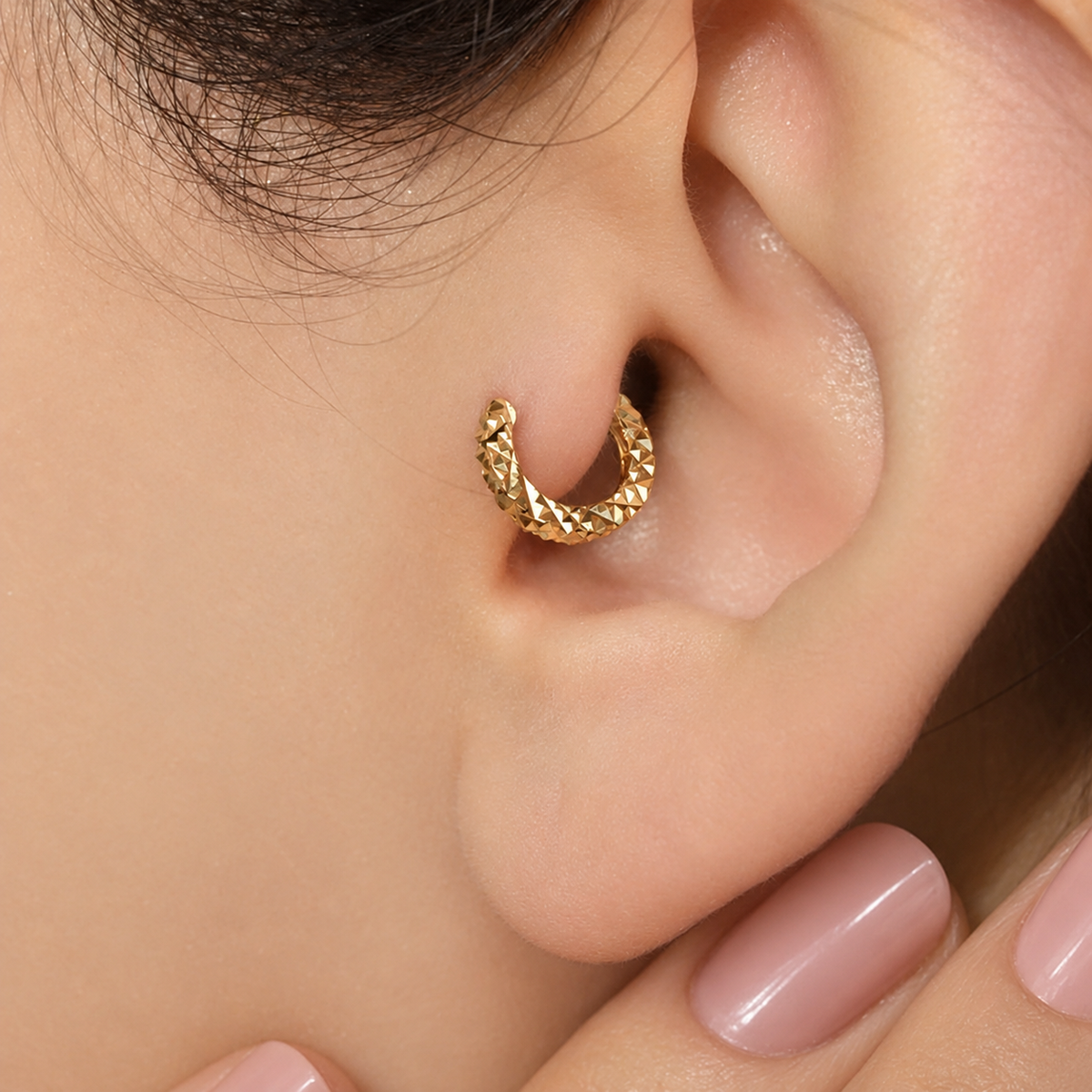 Laser Cut Hoop Ring, 18G, 6mm, Gold, Single