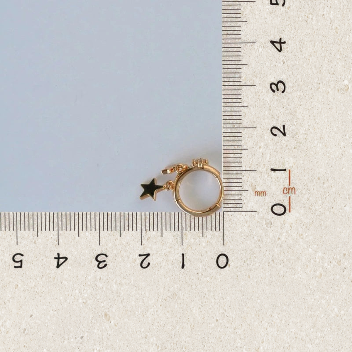 Star Hoop Ring, 9mm, Gold, Single