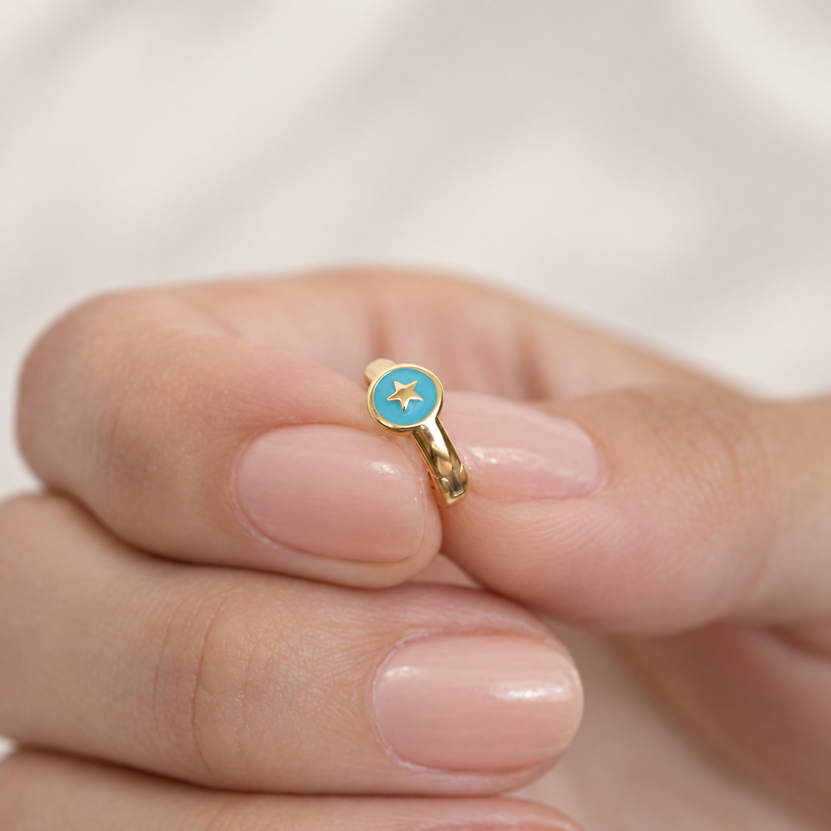 Star Hoop Ring, 16G, 8mm, Gold or Silver, Single
