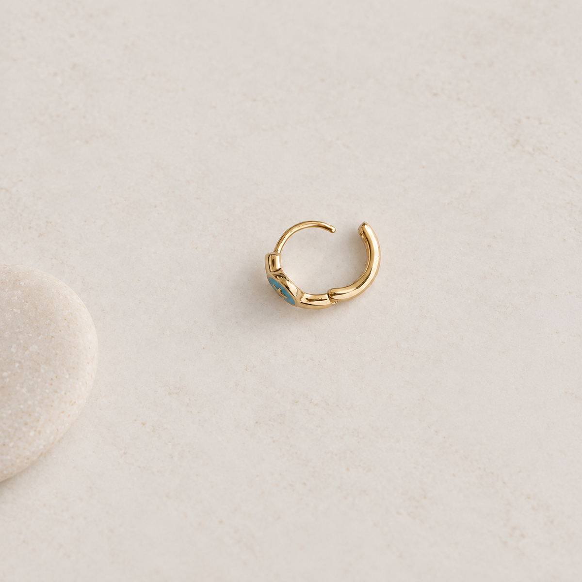 Star Hoop Ring, 16G, 8mm, Gold or Silver, Single