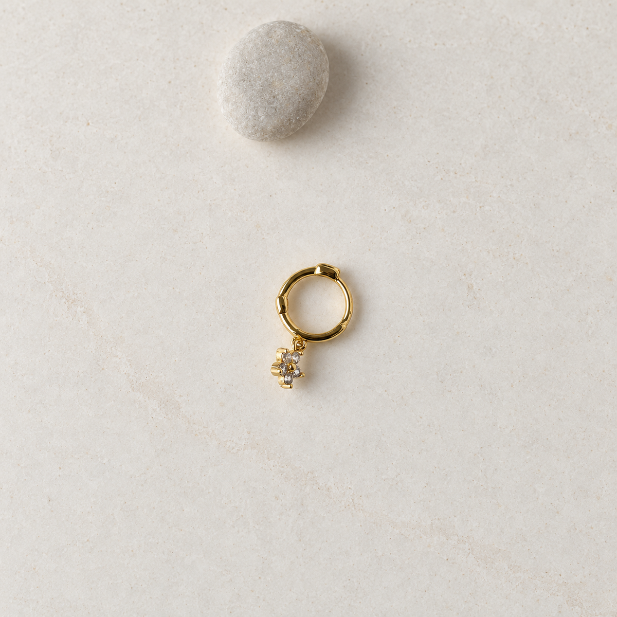 Flower Hoop Ring, 7mm, Gold, Single