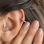 Silver Star Cartilage Earring for Helix & Tragus, Single