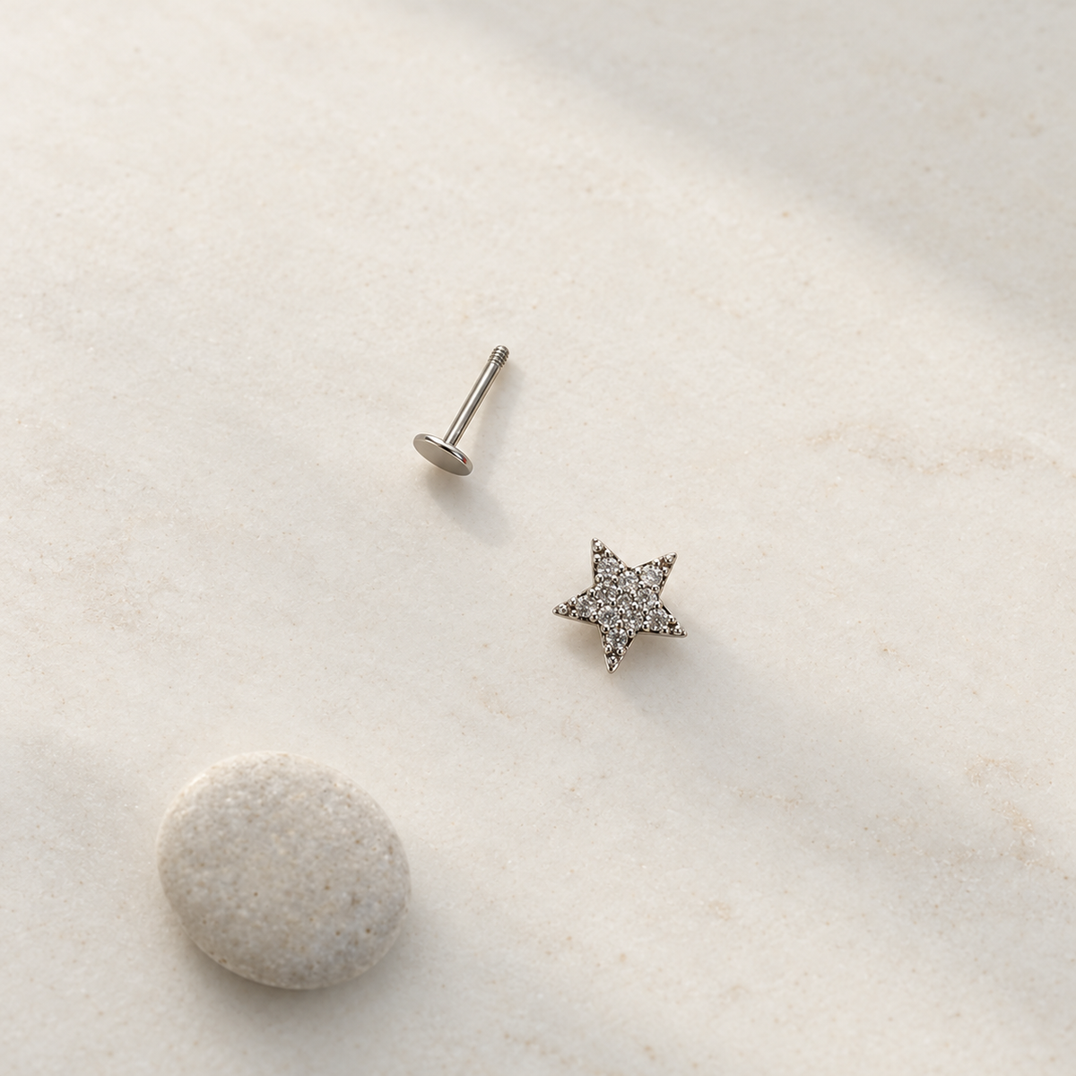 Star Piercing Stud, 18G, 6mm, Silver, Single