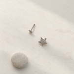 Star Piercing Stud, 18G, 6mm, Silver, Single
