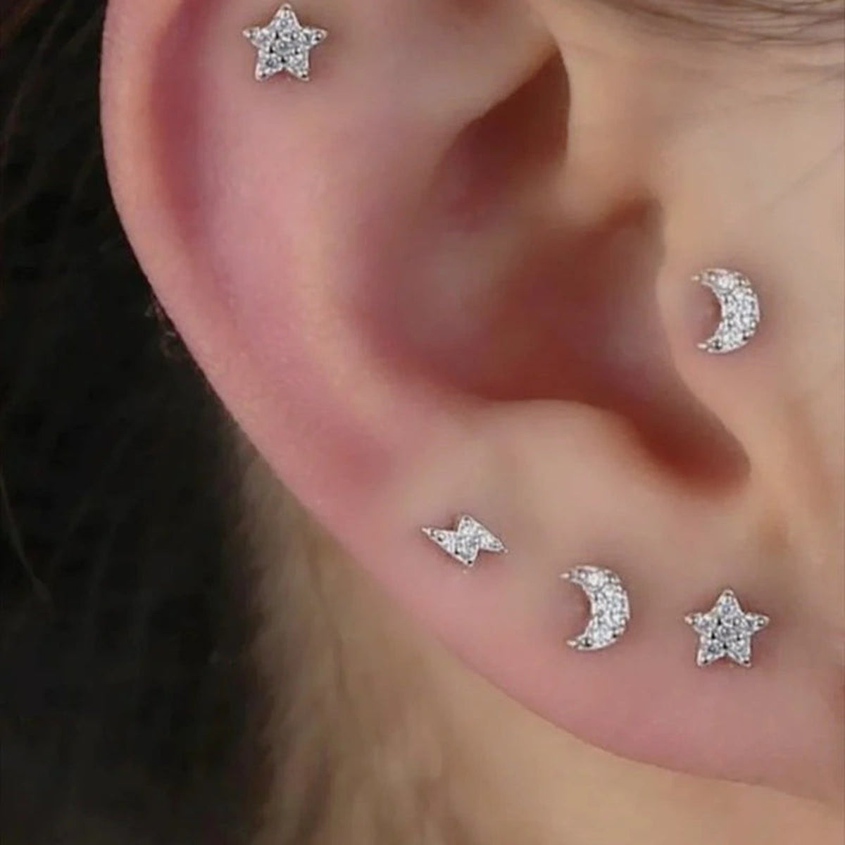 Star Piercing Stud, 18G, 6mm, Silver, Single