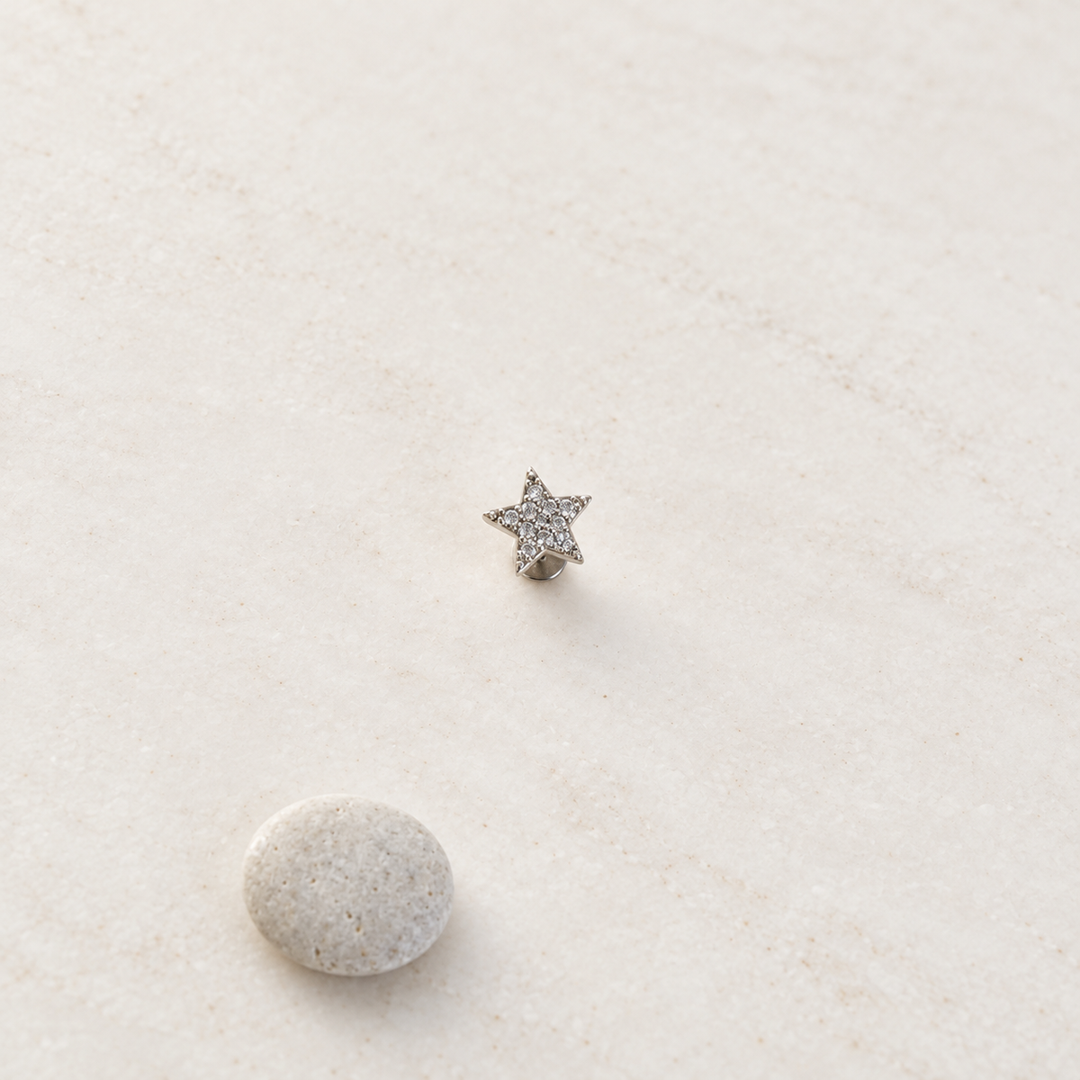 Star Piercing Stud, 18G, 6mm, Silver, Single