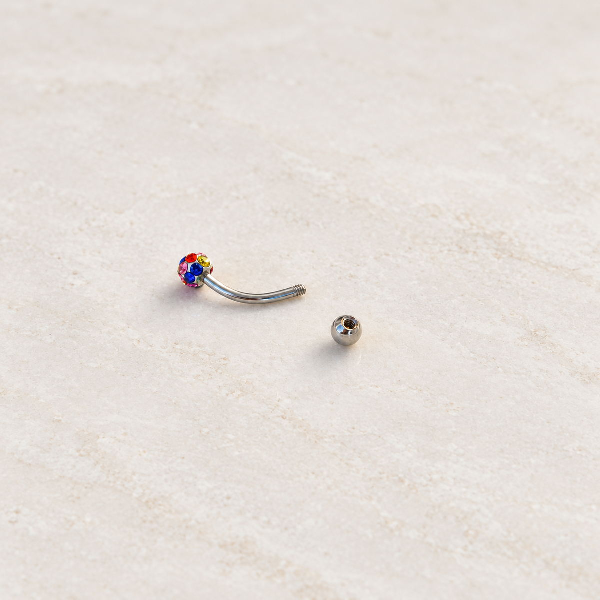 Multicolour Zircon Cluster Piercing Stud, 16G, 8mm, Silver, Single
