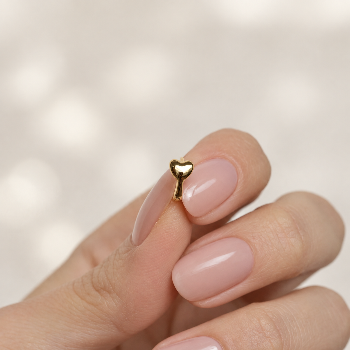 Heart Hoop Ring, 6mm, Gold or Silver, Single