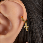 Cross Hoop Ring, 6mm, Gold or Silver, Single