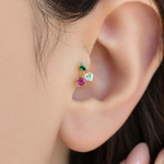 Cherry Flat Back Labret, 16G, 6mm, Gold or Silver, Single