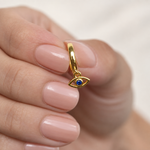Eye Hoop Ring, 8mm, Gold or Silver, Single