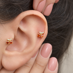 Cherry Piercing Stud, 7mm, Gold or Silver, Single