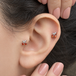 Cherry Piercing Stud, 7mm, Gold or Silver, Single