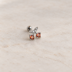Cherry Piercing Stud, 7mm, Gold or Silver, Single