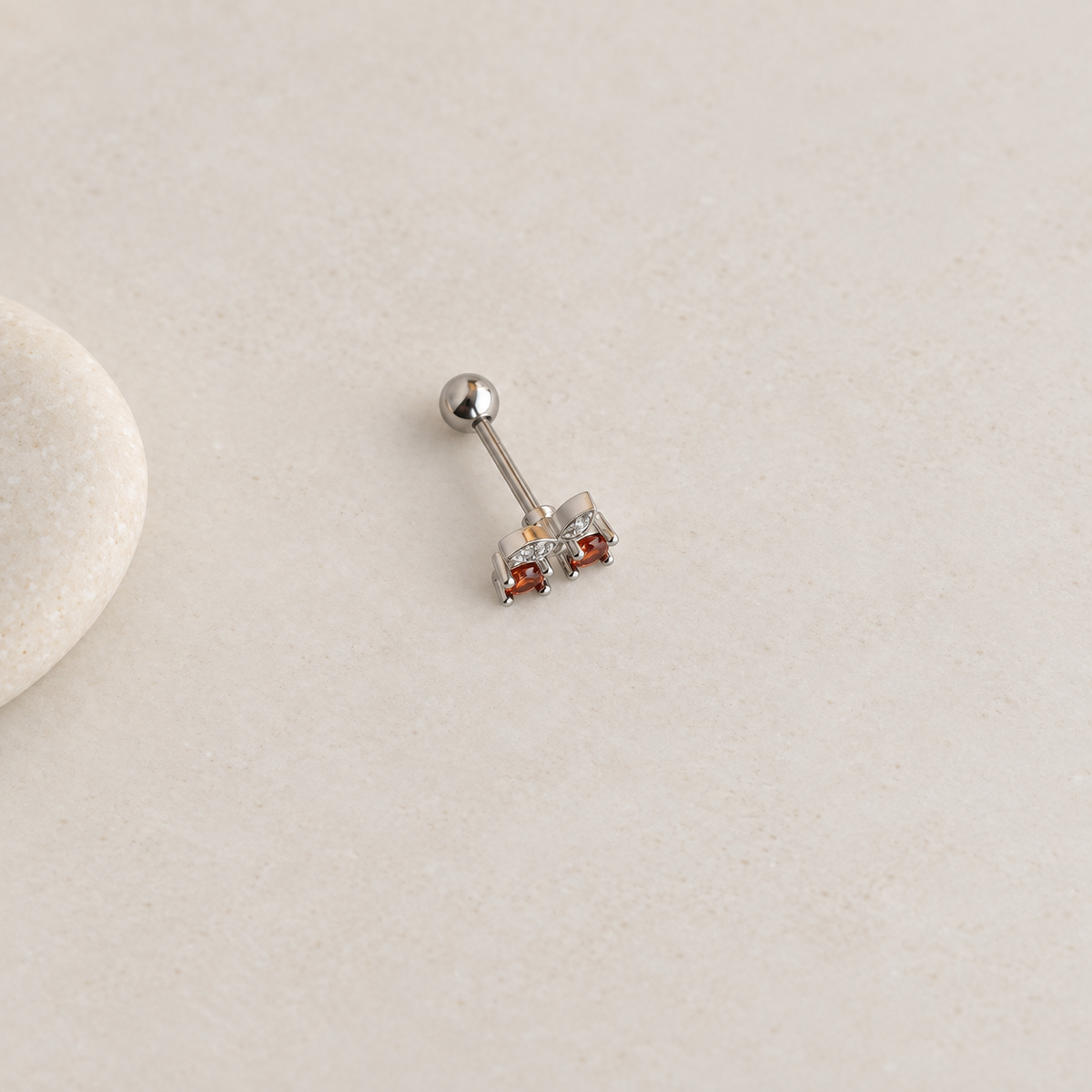 Cherry Piercing Stud, 7mm, Gold or Silver, Single
