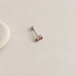 Cherry Piercing Stud, 7mm, Gold or Silver, Single