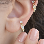 Angel Wing Piercing Stud, 18G, 6mm, Gold or Silver, Single